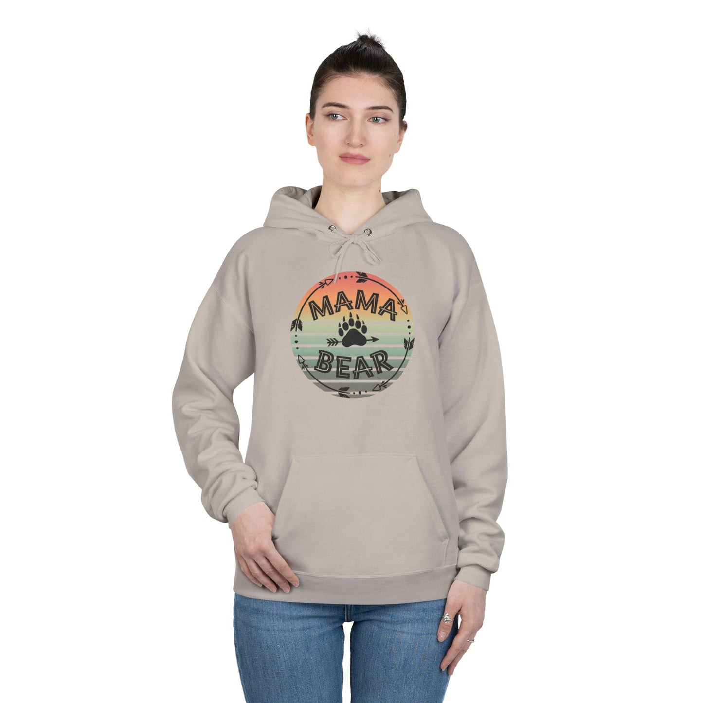 Hoodie Sweatshirt, Mama Bear Indigenous Inspired Design, Unisex EcoSmart® Pullover, Family Gift, Cozy Apparel, Sustainable