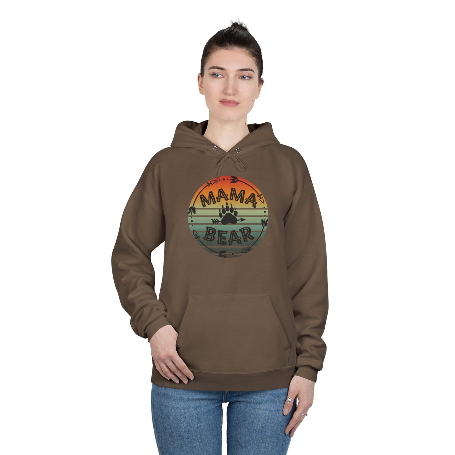 Hoodie Sweatshirt, Mama Bear Indigenous Inspired Design, Unisex EcoSmart® Pullover, Family Gift, Cozy Apparel, Sustainable