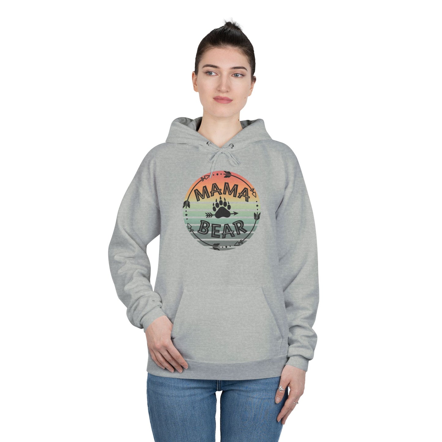 Hoodie Sweatshirt, Mama Bear Indigenous Inspired Design, Unisex EcoSmart® Pullover, Family Gift, Cozy Apparel, Sustainable