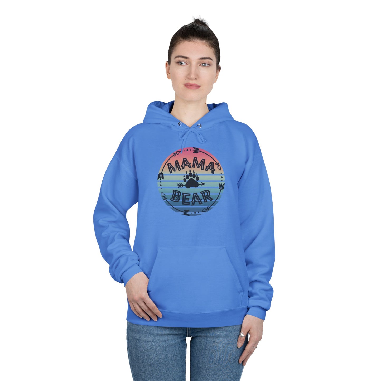 Hoodie Sweatshirt, Mama Bear Indigenous Inspired Design, Unisex EcoSmart® Pullover, Family Gift, Cozy Apparel, Sustainable