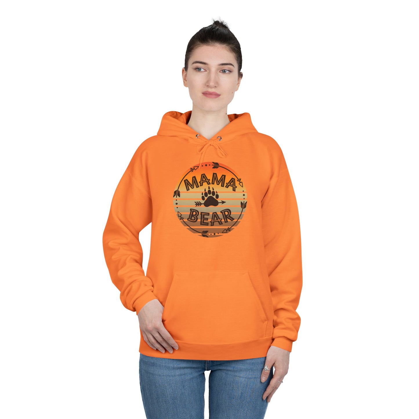 Hoodie Sweatshirt, Mama Bear Indigenous Inspired Design, Unisex EcoSmart® Pullover, Family Gift, Cozy Apparel, Sustainable