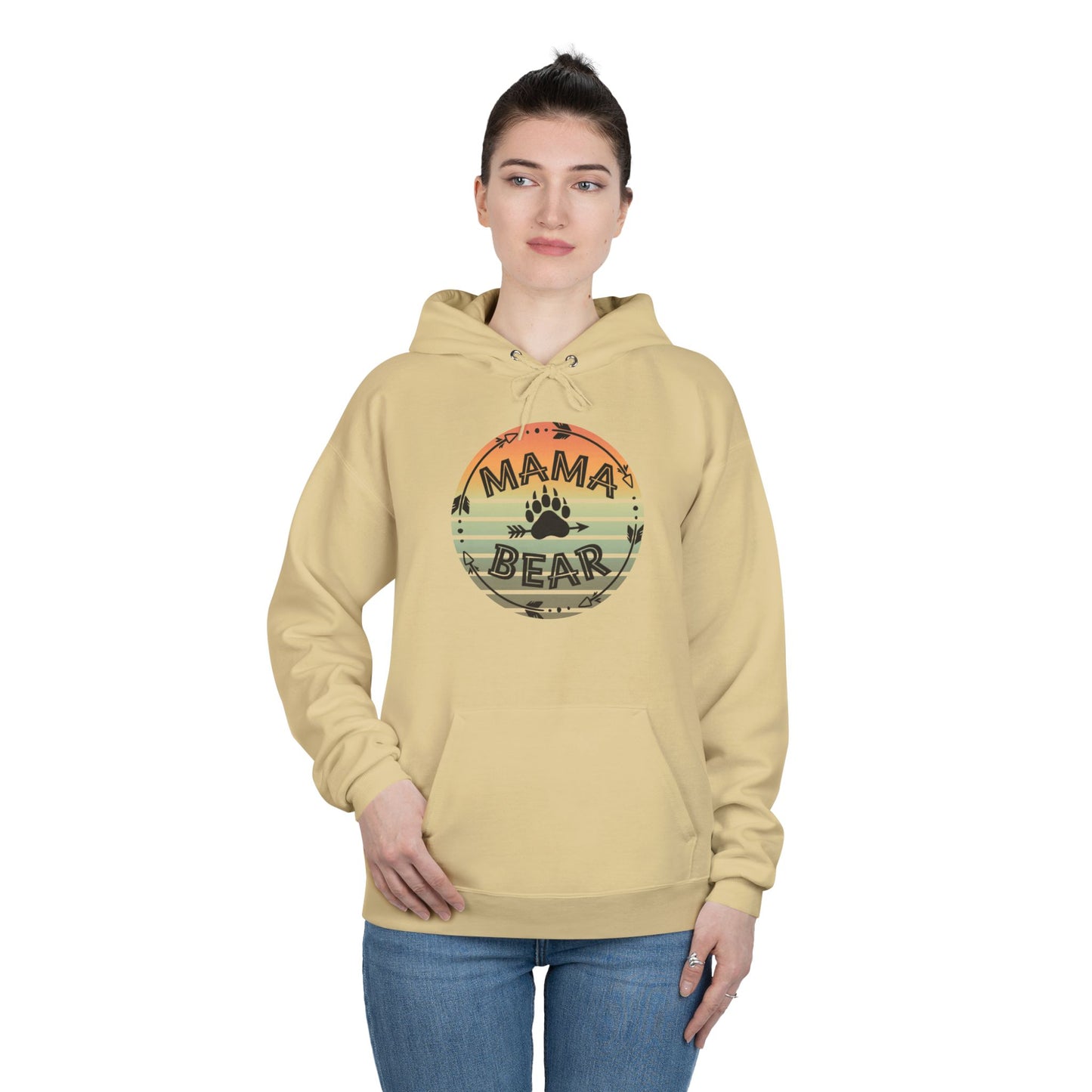 Hoodie Sweatshirt, Mama Bear Indigenous Inspired Design, Unisex EcoSmart® Pullover, Family Gift, Cozy Apparel, Sustainable