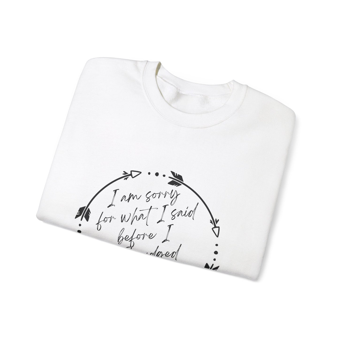 Indigenous "I'm sorry for what I said before I smudged" whimsy native design, Crewneck top