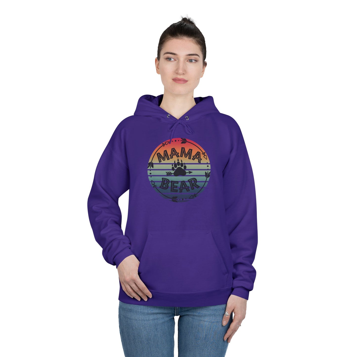 Hoodie Sweatshirt, Mama Bear Indigenous Inspired Design, Unisex EcoSmart® Pullover, Family Gift, Cozy Apparel, Sustainable