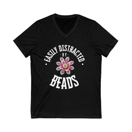 V-Neck Tee Easily Distracted by Beads