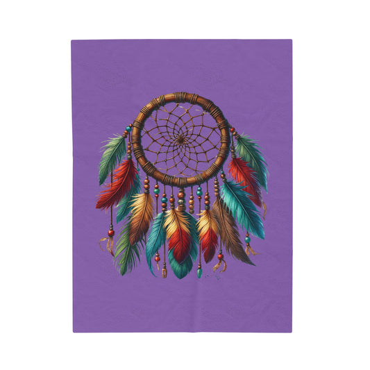 Plush Blanket - Indigenous Pride Dreamcatcher Purple Design