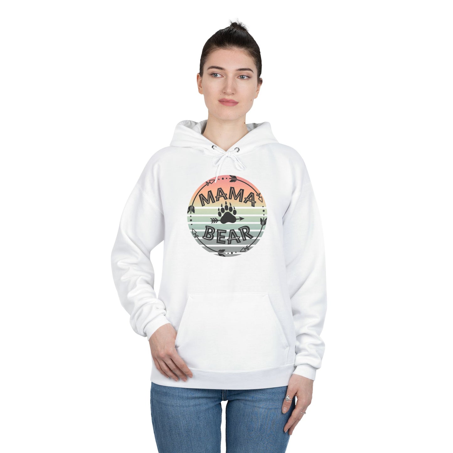 Hoodie Sweatshirt, Mama Bear Indigenous Inspired Design, Unisex EcoSmart® Pullover, Family Gift, Cozy Apparel, Sustainable